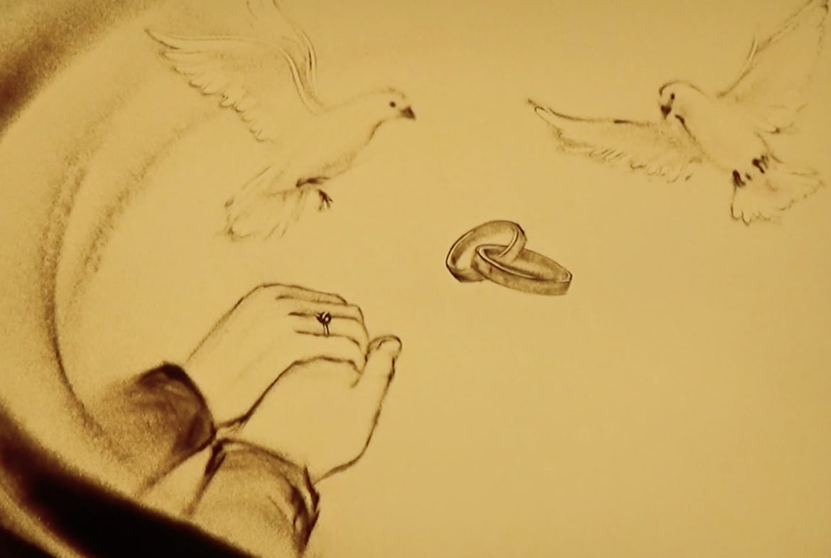 Sand-Malerei-Show “Eure Liebes-Geschichte in Sand gemalt “