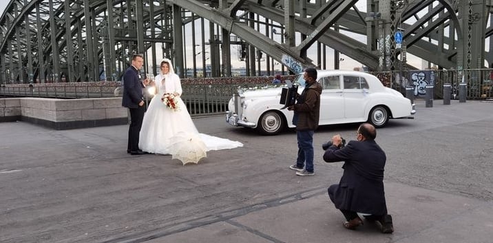 Hochzeitsauto in weiss Princess-Rolls Royce mit Driver oder Fotografen
