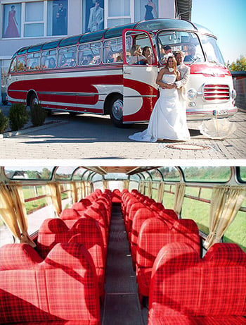 Ein Hochzeitsbus oder Hochzeitsauto von Apollo Oldtimer