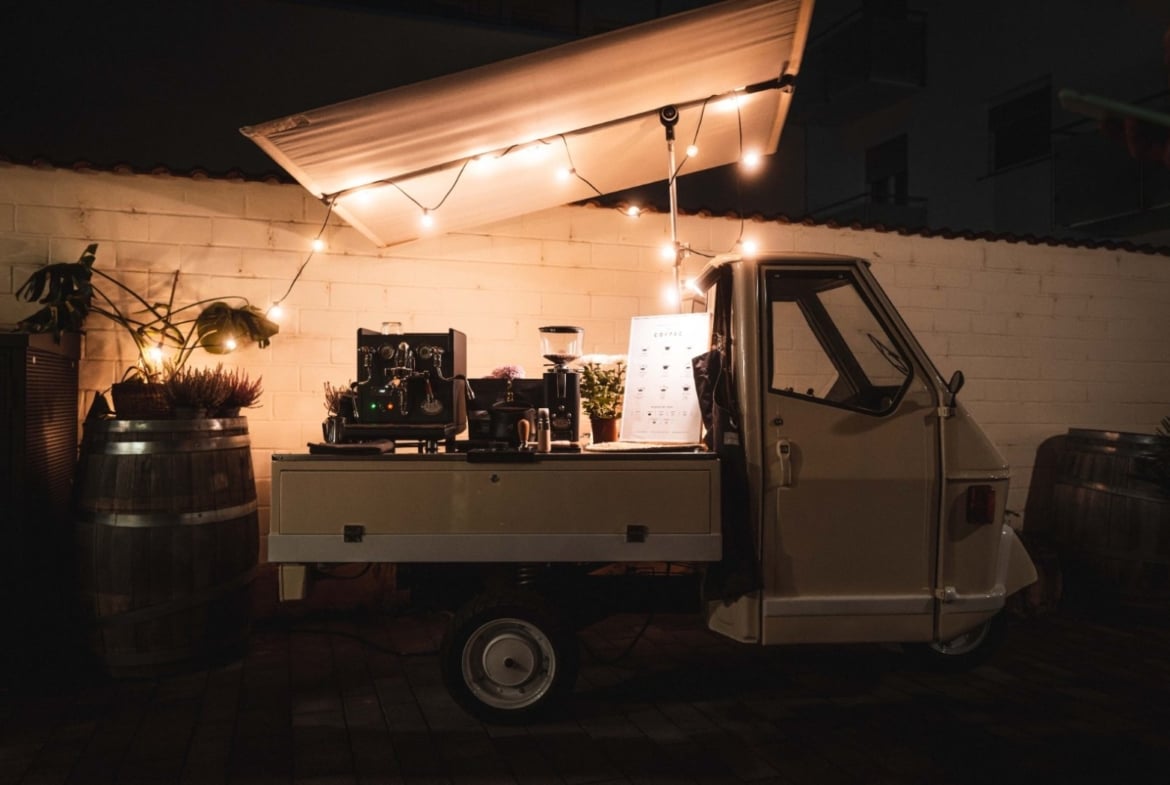 CLARA mobile Espresso Piaggio Ape| Kaffee Catering Barista