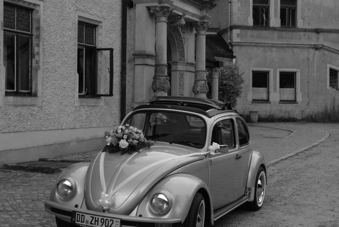 Hochzeitsauto (VW Käfer) -Vermietung Leipzig