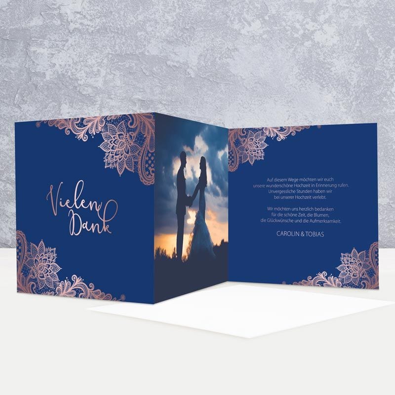 danksagungskarte hochzeit midnight dunkelblau