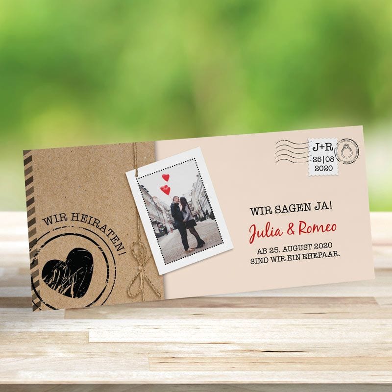Einladungskarte Hochzeit Liebespost creme