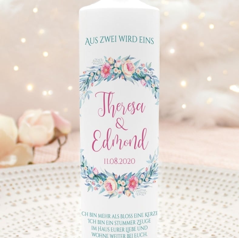 Personalisierte Hochzeitskerzen von Liluna Kerzen & Geschenke