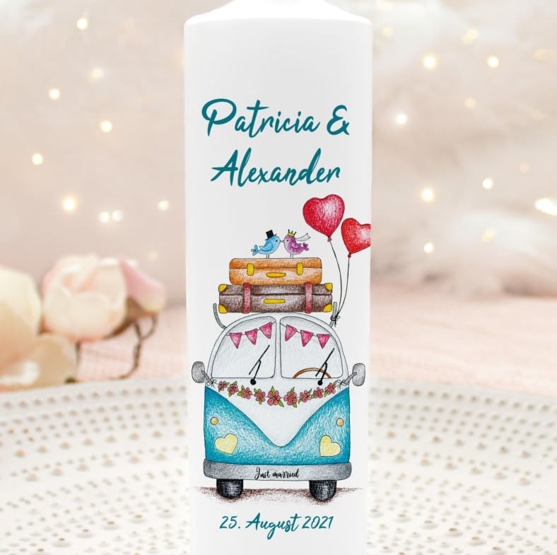 Personalisierte Hochzeitskerzen von Liluna Kerzen & Geschenke