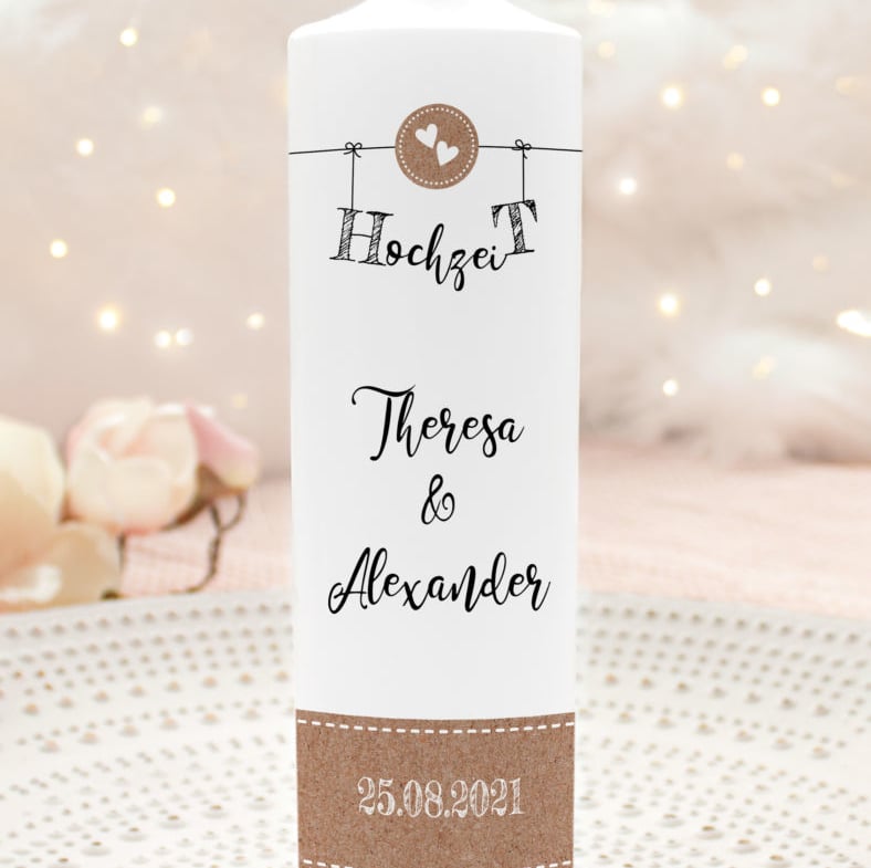 Personalisierte Hochzeitskerzen von Liluna Kerzen & Geschenke