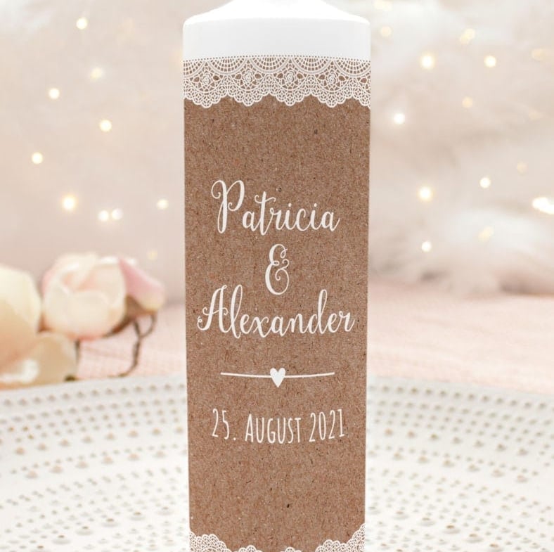 Personalisierte Hochzeitskerzen von Liluna Kerzen & Geschenke