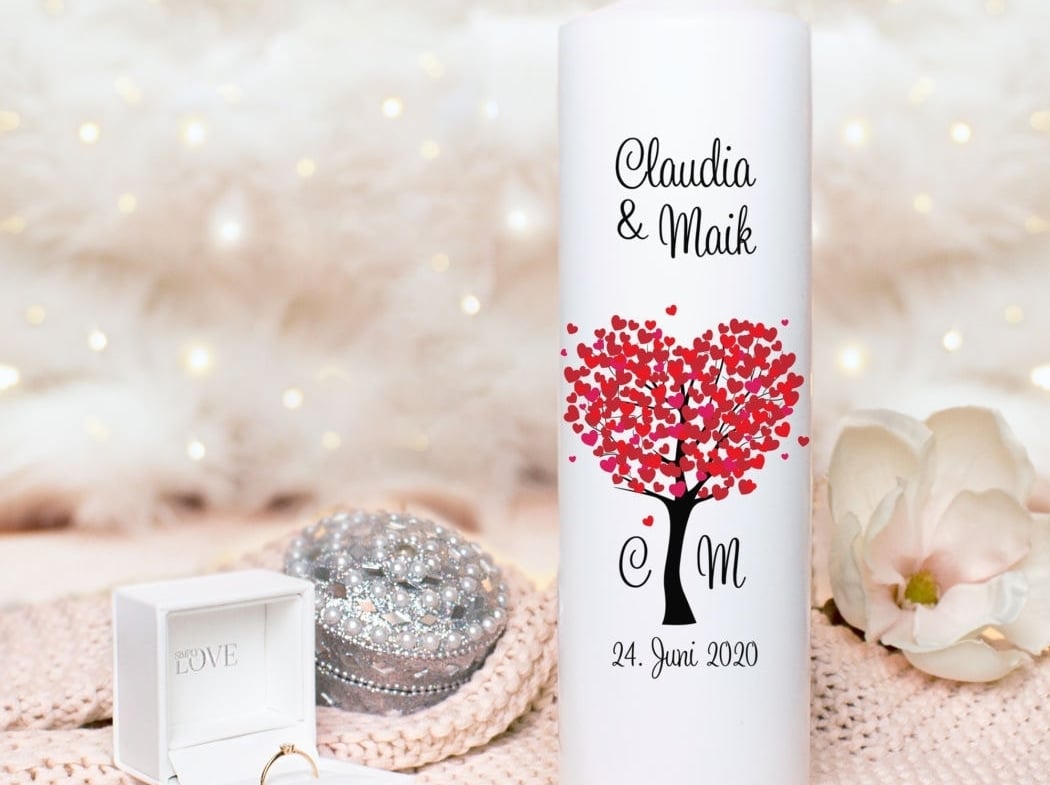 Personalisierte Hochzeitskerzen von Liluna Kerzen & Geschenke