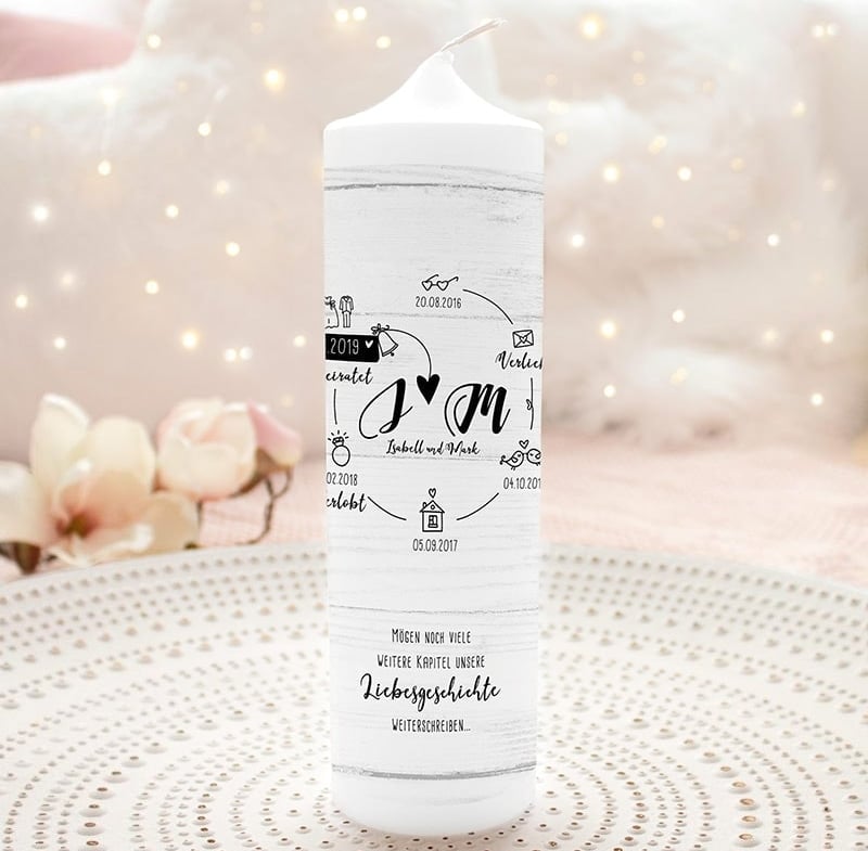 Personalisierte Hochzeitskerzen von Liluna Kerzen & Geschenke