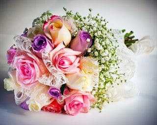 brautstrauß rosa und lila